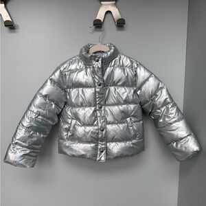Juno Valentine by Janie and Jack Shiny Silver Puffer Jacket